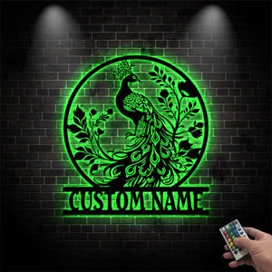 Personalized Peacock Metal Sign Led Lights Custom Peacock Metal Wall Art Outdoor Decoration Peacock Lovers Gift Address Sign Birthday gift