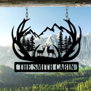 Personalisierte Deer Metallschild, Hängen im Freien, Jäger Geschenk, Familienname Zeichen, Deer Jagdschild, Deer Jäger Geschenk, Cabin Decor, Outdoor Decor