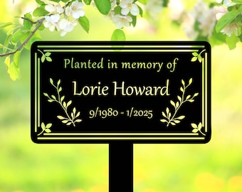 Personalized Tree Memorial Sign with Stake, Grave Marker, Tree Plaque Marker, Tree Garden Sign, Memorial Plaque, Remembrance Plaque Sympathy