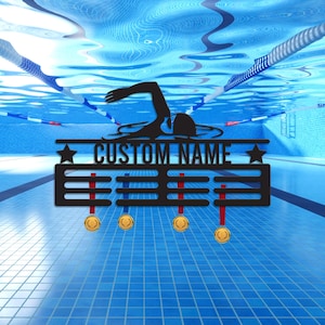 Custom Swimming Medal Hanger, Swimmer Medal Holder Display, Butterfly Stroke Swimmer Gift, Sports Medal Hanger, Gift for Swimmer, Home Decor