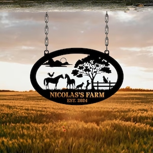 Personalized Farmhouse Metal Sign, Custom Metal Farm Sign, Farm Gate Sign, Custom Horse Ranch Name Sign Farm Name Sign, Farmhouse Decor