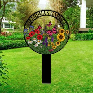 Custom Garden Metal Sign With Stakes, Garden Name Sign, Personalized Garden Flower Signs, Metal Yard Art, Garden Decor, Outdoor Decoration