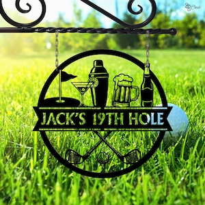 Custom 19th Hole Golf Sign, Personalized Bar Decor, Gift for dad, Cocktail & Club Sign, Golf name sign, Drink golf sign, Golf Lover’s Bar