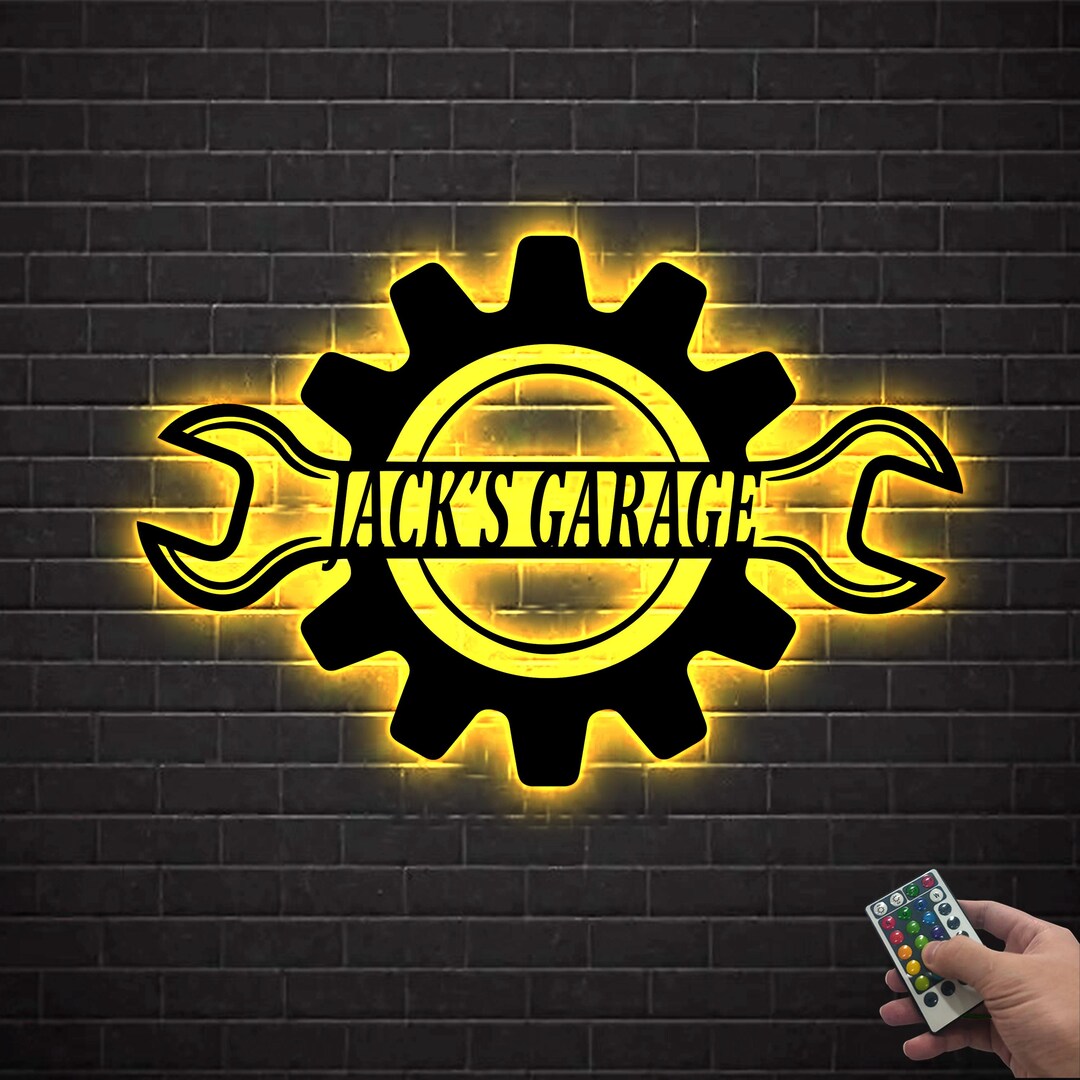 Custom Metal Garage Sign,personalized Garage Name Sign,dad Garage Wall ...