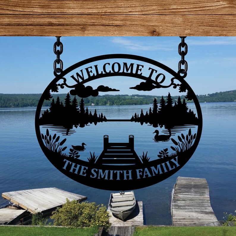 Personalized Metal Cabin Sign Custom Lake House Sign, Lake Gift, Family ...