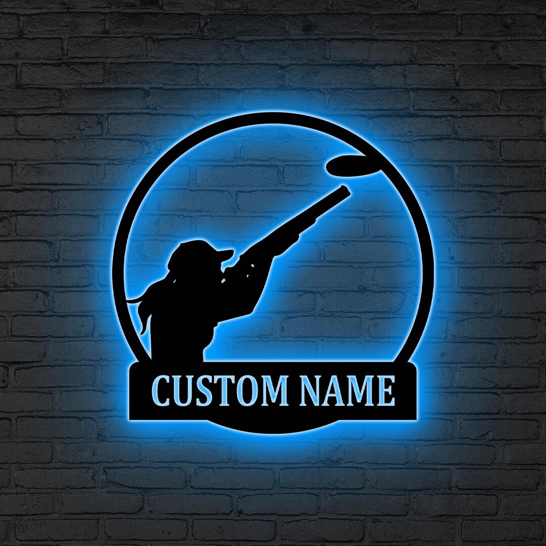 Personalized Clay Shooting Metal Sign LED Light, Custom Clay Shooting ...