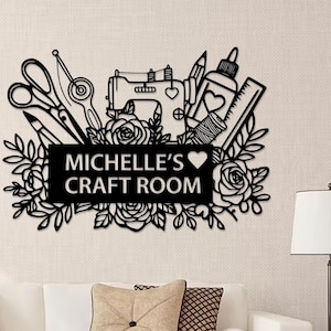 Letrero de metal personalizado para sala de manualidades, letrero creativo para sala de manualidades, regalo de cumpleaños, decoración para sala de manualidades, regalo para ella, regalo para mamá. Decoración de cobertizo.