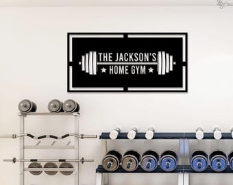 Custom Home Gym Metal Sign, Personalized Gym Wall Sign, Fitness Room Decor, Gift for dad, Weightlifting Gym Sign, Gym family sign, Gym Decor