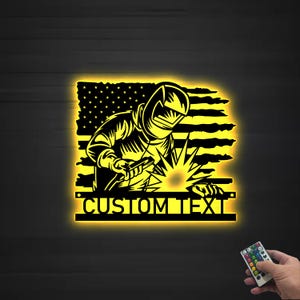 Custom Construction Welder Sign,US Flag Welding Metal Sign,Personalized Welder Wall art,Gift for Welder,Work Shop Decor, Workshop Sign