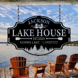 Personalized Lakehouse Sign Metal Wall Art, Lakehouse Gift, Lakehouse Decor,Custom Family Name Sign, Outdoor Metal Sign, Christmas Gift Home