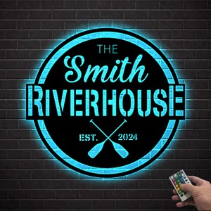 Custom River House Sign, River House Decor, Personalized Lake house sign, Lakehouse Decor, Housewarming gift Family Name Sign Cabin Decor