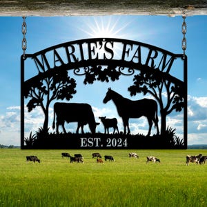 Letrero de granja personalizado de metal con diseño de caballo, decoración de rancho de caballos personalizada, letrero de metal con caballo, decoración de pared con caballo, decoración de granja, decoración de granero, arte con caballos