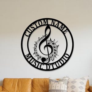 Personalized Music Notes Metal Sign Wall Art, Musician Name Sign, Music Studio Xmas Gift for Musician, Music Teacher Gift, Music Lover Gift