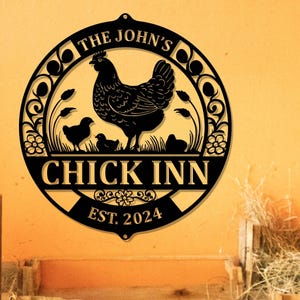 Personalized Chicken Farm Metal Sign, Custom Chicken Yard Sign, Metal Chicken Coop Sign, Garden Decor, Housewarming, Chicken Coop Decor
