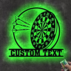 Custom Dartboard Metal Wall Art Led Lights, Personalized Dart Gamer Name Sign, Game Room Decor, Kid Room Decor,Home Decor Dartboard Sign