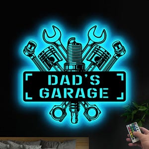 Custom Metal Garage Sign Led Light,Personalized Garage Name Sign,Garage Wall Decor,Mechanic Workshop Sign,Man Cave Decor,Christmas Gift