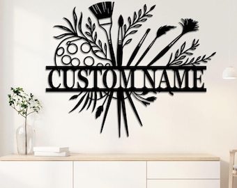 Personalized Art Studio Sign, Painting Studio Metal, Gift for Painter, Artist sign, Custom artist sign, Gift for dad, Home Sign,Painter wall