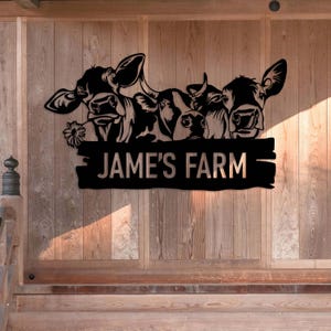 Personalized Metal Farmhouse Cow Sign, Custom Cow Farm Sign,Barn Wall Art with Cow,Gift for Farmer, Barnyard Animal Decor,Dad Gift,Home Sign