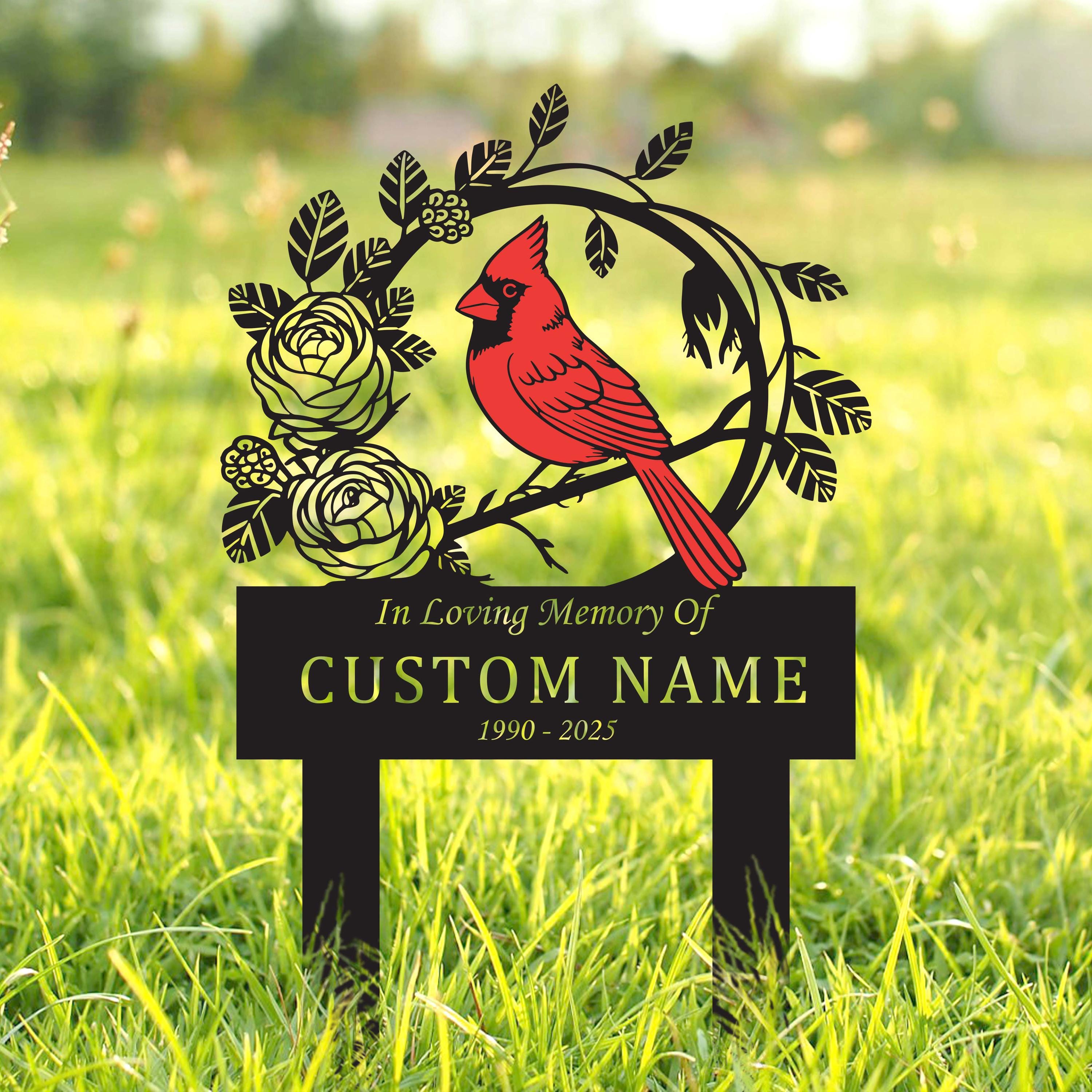 Custom Cardinal Memorial Garden Sign Metal, Cardinal Memorial Plaque ...
