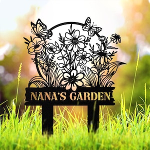 Custom Metal Garden Stake, Garden Yard Sign, Butterfly sign, Floral Garden Sign, Garden name sign,Gift for Grandma, Mom Gift,Gift for Garden