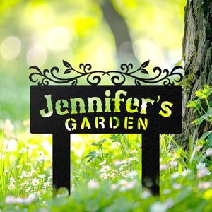 Custom Metal Garden Sign,Garden Marker with Stakes Metal Yard Sign,Yard Decor,Garden Decor,Garden Address Sign, Address Plaque with Stakes