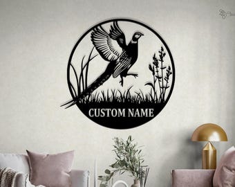 Personalized Pheasant Metal Wall Art Custom Pheasant Name Sign Decoration For Room, Hunting Sign Home Decor, Pheasant Metal sign Hunter Gift