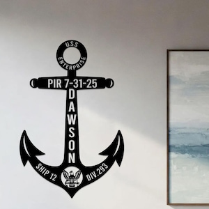 Letrero metálico de ancla personalizado, letrero metálico de ancla de graduación del campamento de entrenamiento de la Marina, regalo militar de la Marina, decoración de barco, regalo de marinero PIR de la Marina