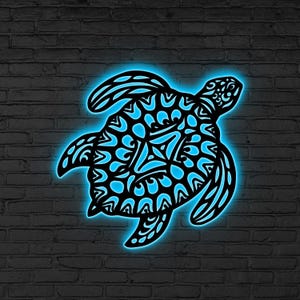 Sea Turtle Wall Led Light, Glowing Turtle Wall Hanging, Beach Room Decor, Gift for son, Coastal wall art, Sea life decor,Modern Coastal Sign