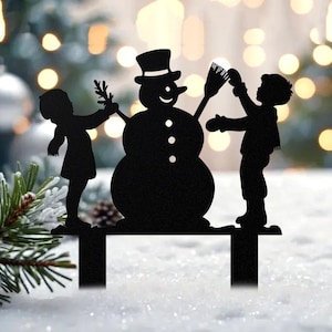 Cartello da giardino personalizzato con pupazzo di neve, cartello da giardino in metallo, cartello in metallo per esterni con pupazzo di neve, decorazione per prato natalizia, regalo di Natale