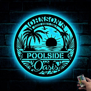 Custom Backyard Oasis Sign Patio Decor,Beach House Wall Art,Personalized Backyard Pool Metal Sign,Pool Sign,Beach House Decor,Pool&Patio