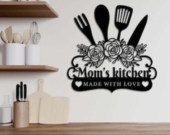 Personalized Home Kitchen Metal Sign, Kitchen Gifts, Kitchen Wall Decor, Birthday Gift, Mom's Kitchen,Nana's Kitchen,Home Decor Gift for her