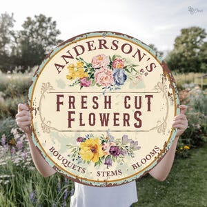Letrero personalizado de flores frescas cortadas, letrero personalizado para tienda de jardín, mercado floral personalizado, letrero de flores frescas, decoración floral para tienda de jardín, regalos para mamá