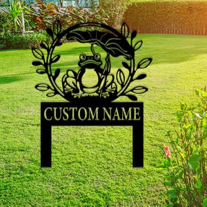 Custom Frogs Memorial Garden Stake Metal Sign, Memorial Plaque with Stake, Grave Marker, Metal Yard Stake, Metal Grave Stake, Cemetery Stake