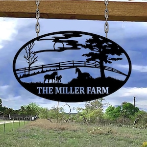 Custom Horse Ranch Sign, Metal Farm Sign, Ranch Sign, Personalized Farm Sign, Farming Signs, Custom Horse Sign, Gift For Her, Home Decor