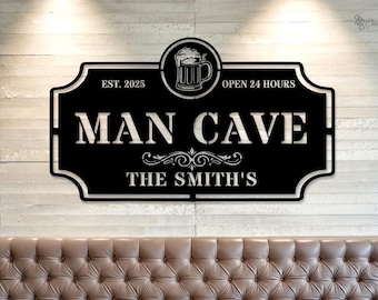 Custom Man Cave Metal Wall Art, Father's Day Gift, Gift for Him,Man Cave Decor,Boy Room Decor,Birthday Gift,Basement Bar Sign Home Bar Sign
