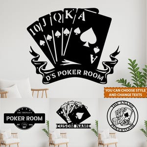 Personalized Poker Room Sign, Custom Poker Sign, Casino Wall Art for Bar, Poker Room Name Wall, Poker decor sign, Card game sign, Dad Gift