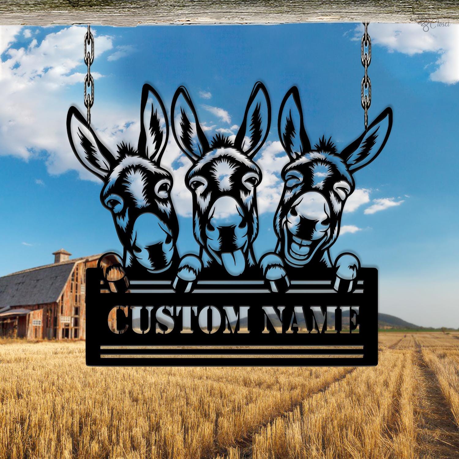 Custom Donkey Farm Sign, Rustic Barn Decor, Funny Farm Animal Wall ...