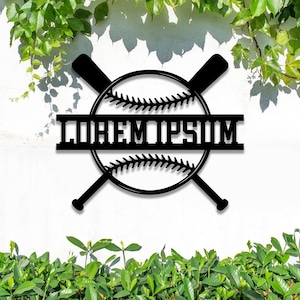 Custom Baseball Bat Metal Sign, Baseball Sign Baseball Player Name Sign, Baseball Lover, Sport Room Decor, Kids Nursery Decor, Gift for Him