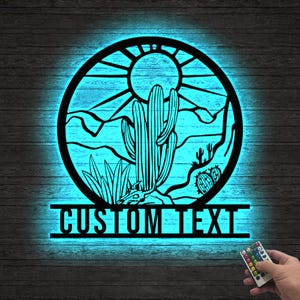 Custom Cactus Metal Wall Art with Led Light, Metal Cactus Wall Decor, Cactus Sign, Boho Decor, Wall Hangings, Cactus Lover Gift Housewarming