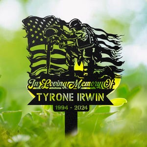 Custom Soldier Kneeling Metal,Personalized Veteran Name Sign,Army Grave Marker,Military Gift,Remembrance Stake, Sympathy Sign, Memorial sign