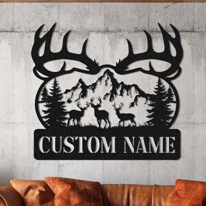 Personalized Deer Hunting Metal Sign Art, Personalized Deer Name Metal Sign, Deer Name Metal Sign, Dad Deer Hunter Gift , Deer Wall Hanging