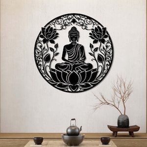 Buddha Metal Wall Art Yoga Buddha Lotus Metal Wall Art Buddhist Namaste Sign Home Decor Buddha Decor Yoga Studio Christmas Birthday GIft