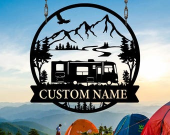 Custom RV Camping Sign, Camper Metal Sign, Outdoor Adventures, Mountain Camping Sign, Camper metal sign, Rv camping decor, Gift for family