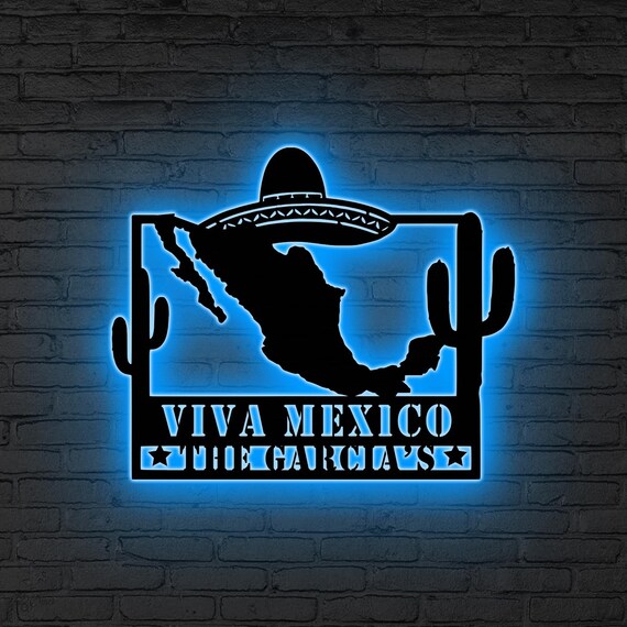 Mexico Map Wall Art Mexico Sign LED Lights Mexico Lover Gifts