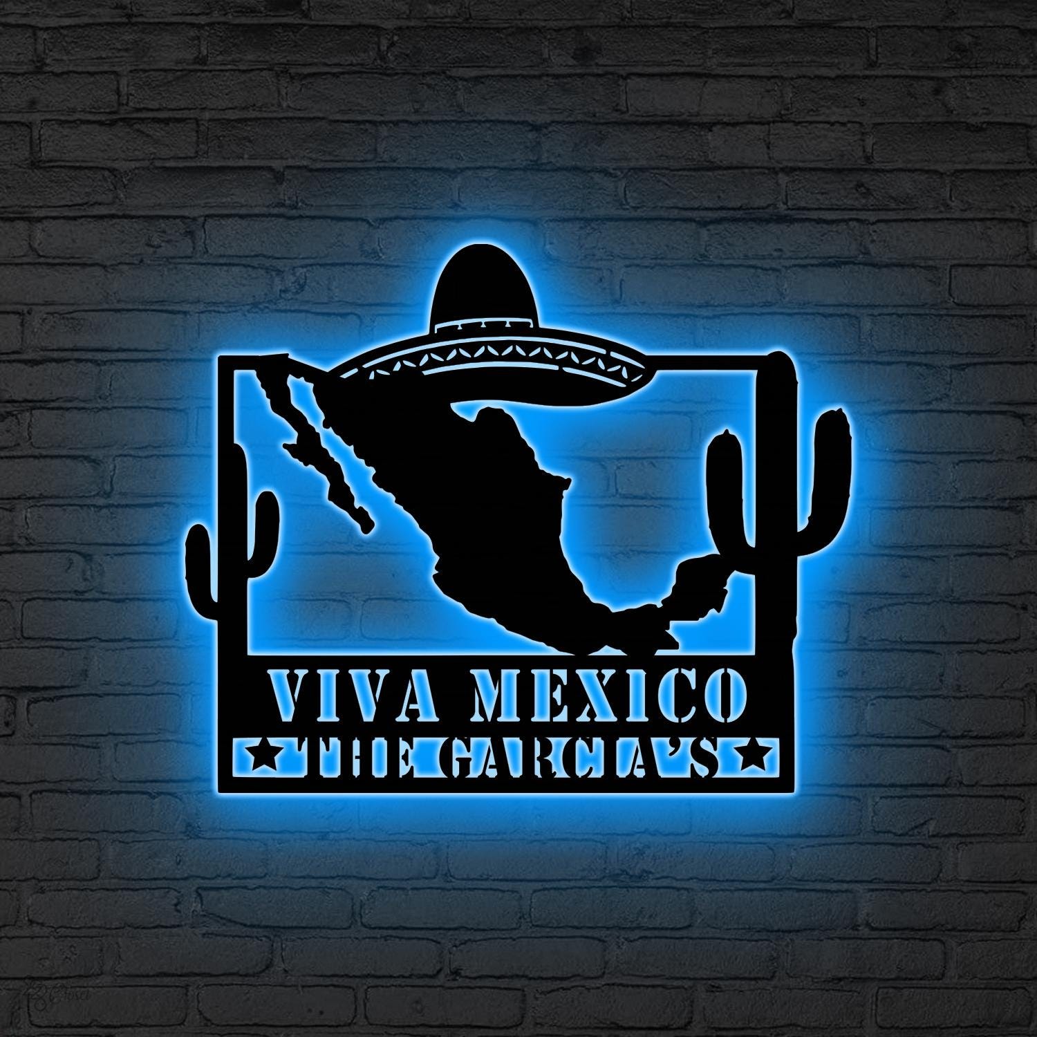 Mexico Map Wall Art Mexico Sign LED Lights Mexico Lover Gifts