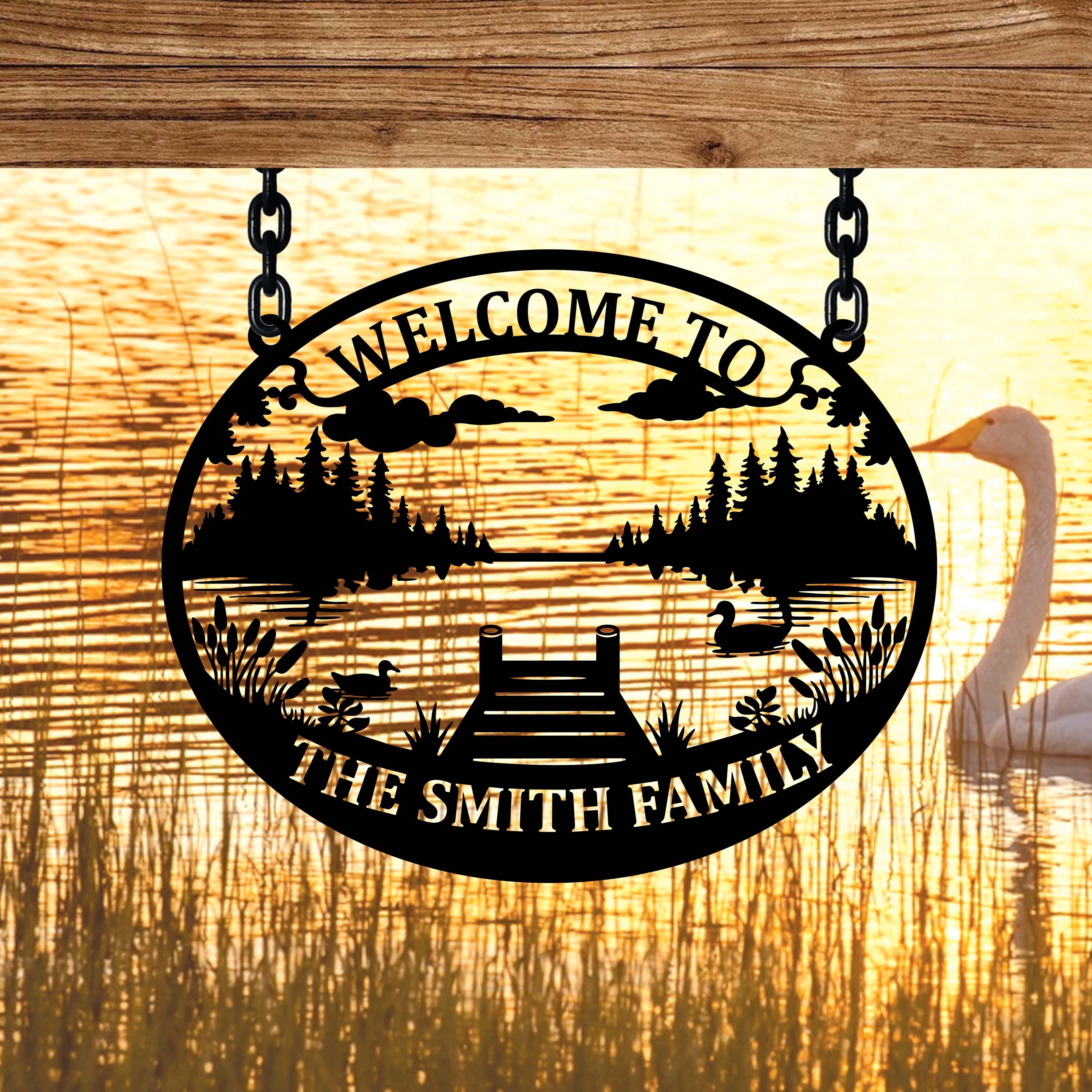 Personalized Metal Cabin Sign Custom Lake House Sign, Lake Gift, Family ...