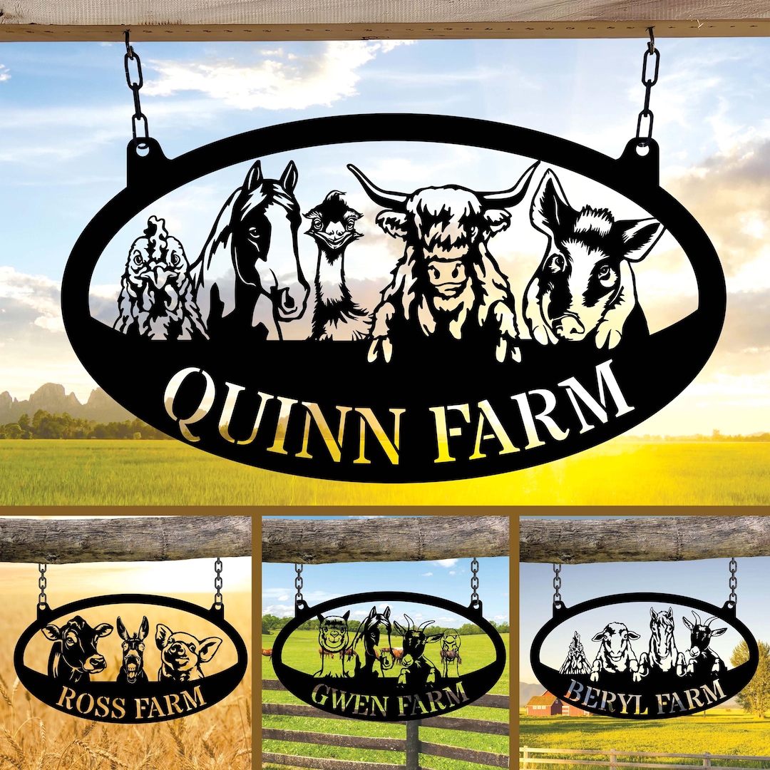 Personalized Farmhouse Sign, Custom Farm Metal Sign, Animal Farm Sign ...