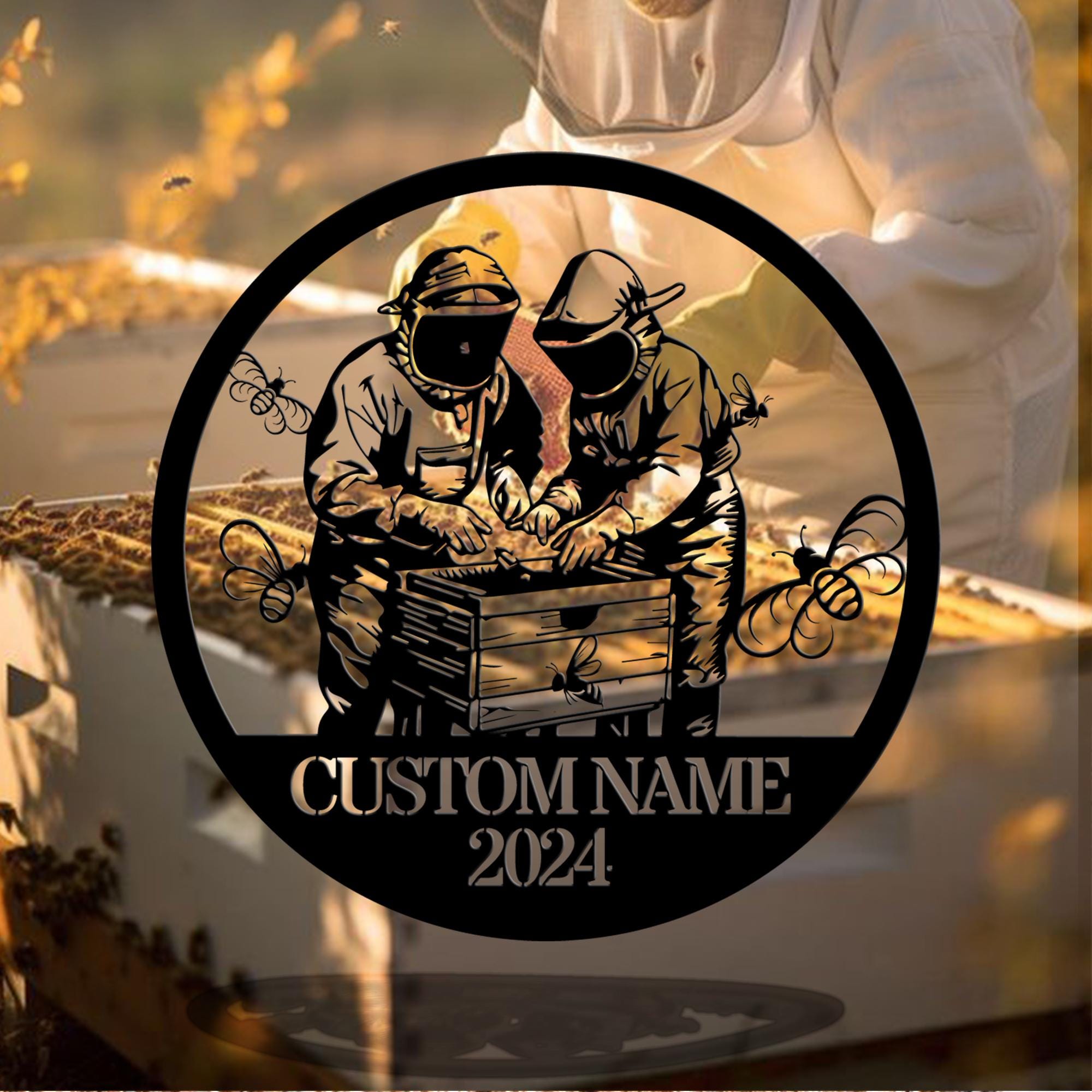 Personalized Beekeeper Name Sign, Custom Bee Garden Sign, Beehive Decor ...
