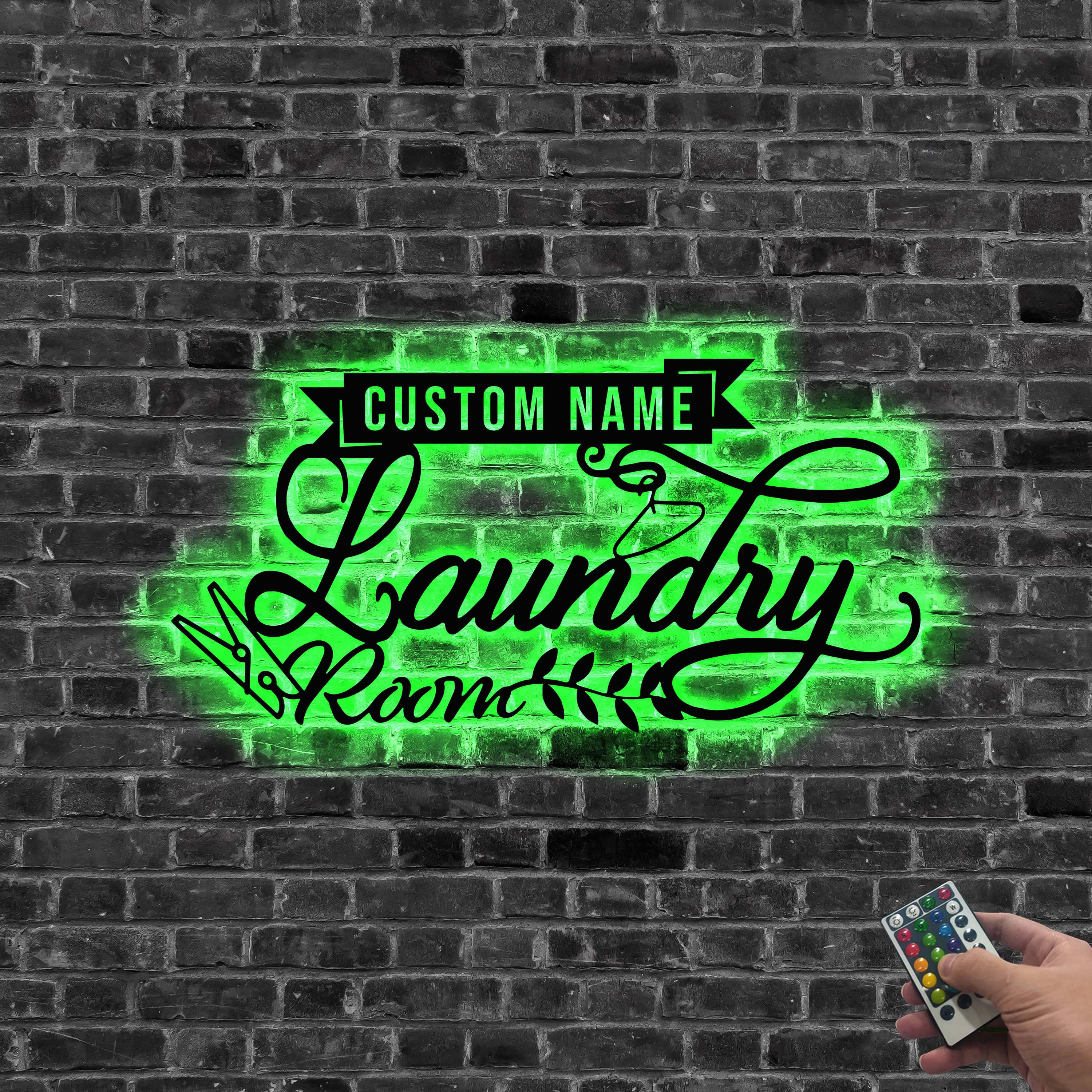 Custom Laundry Metal Sign LED Lights, Metal Laundry Sig, Laundry Room ...