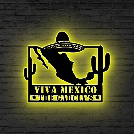 Mexico Map Wall Art Mexico Sign LED Lights Mexico Lover Gifts